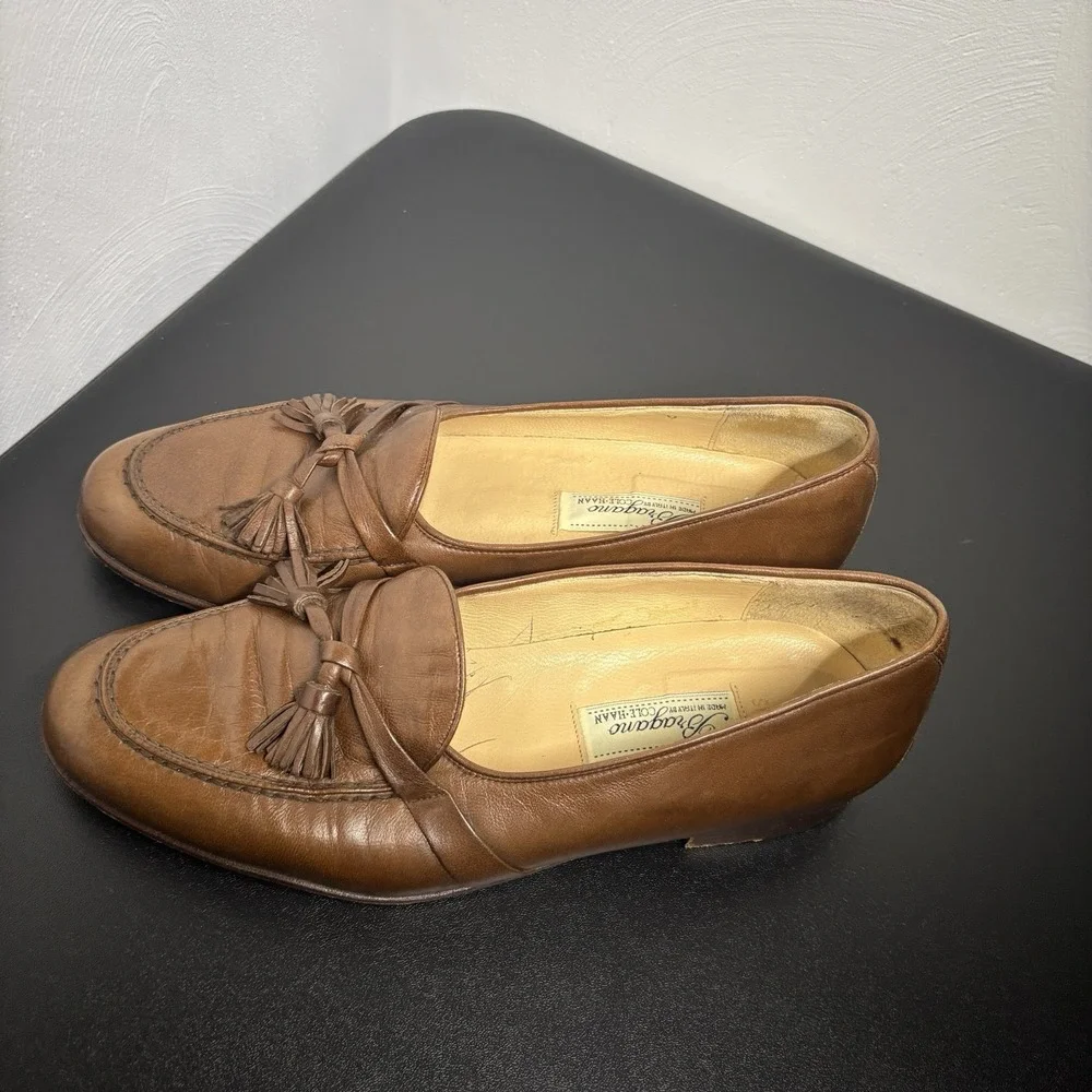 BRAGANO Cole Haan Men's Brown Tassel Loafers Dress Shoes Sz 9 M Leather Italy